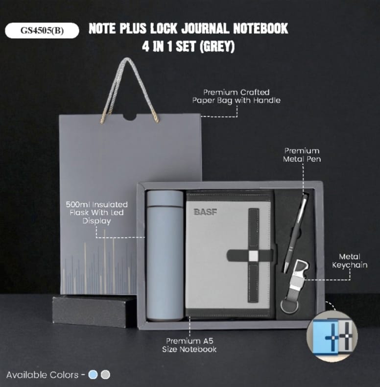 Note Plus Lock Journal Notebook 4-in-1 Set (Grey)