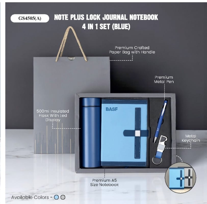 Note Plus Lock Journal Notebook 4-in-1 Set (Blue)